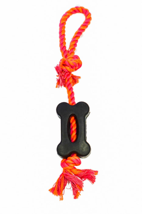 Bone with Rope Handle Toy - Jeffers - Dog Supplies > Dog Toys