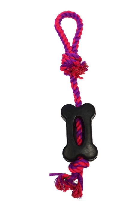 Bone with Rope Handle Toy - Jeffers - Dog Supplies > Dog Toys