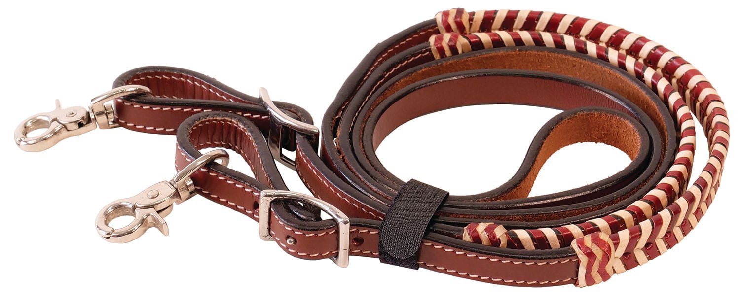 Brown Rawhide Laced Roping Rein, 7' - Jeffers - Horse Supplies > Horse Tack > Reins