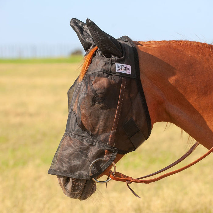 Cashel Quiet Ride Fly Mask w/ Ears & Long Nose, Black - Jeffers - Horse Supplies > Horse Fly Masks