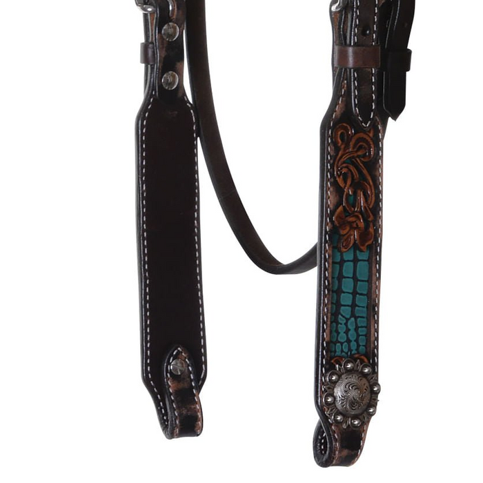 Circle Y Distressed Gator Browband Headstall