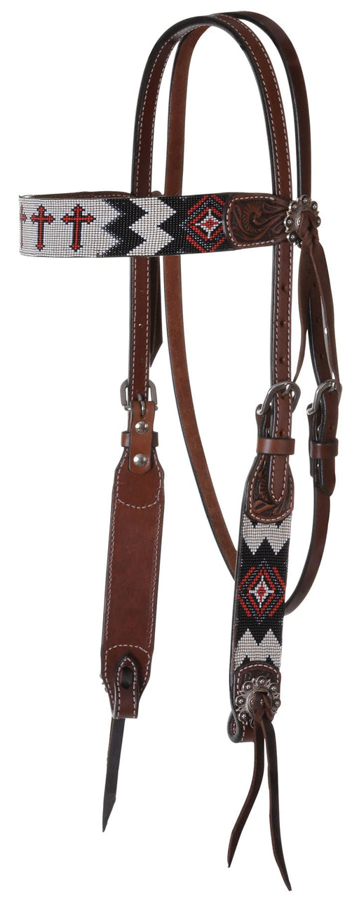 Circle Y Infinity Beaded Cross Headstall - Jeffers - Horse Supplies > Horse Tack > Bridles & Headstalls