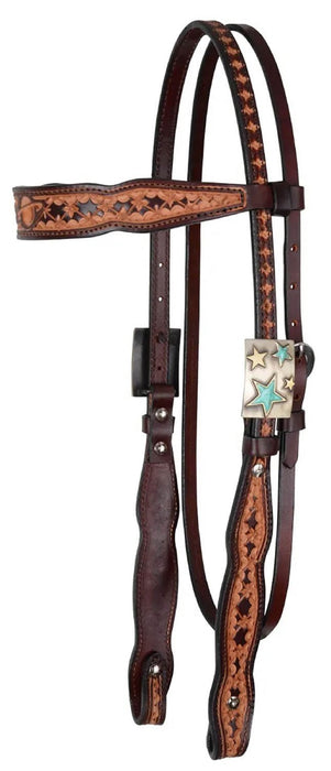 Circle Y Saturn Rising Leather Browband Headstall, Full - Jeffers - Horse Supplies > Horse Tack > Bridles & Headstalls