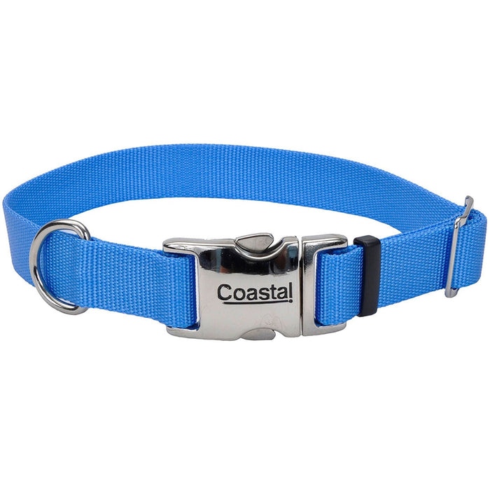 Coastal Adjustable Dog Collar with Metal Buckle, Blue Lagoon - Jeffers - Dog Supplies > Dog Apparel > Dog Collars, Harnesses, & Leashes