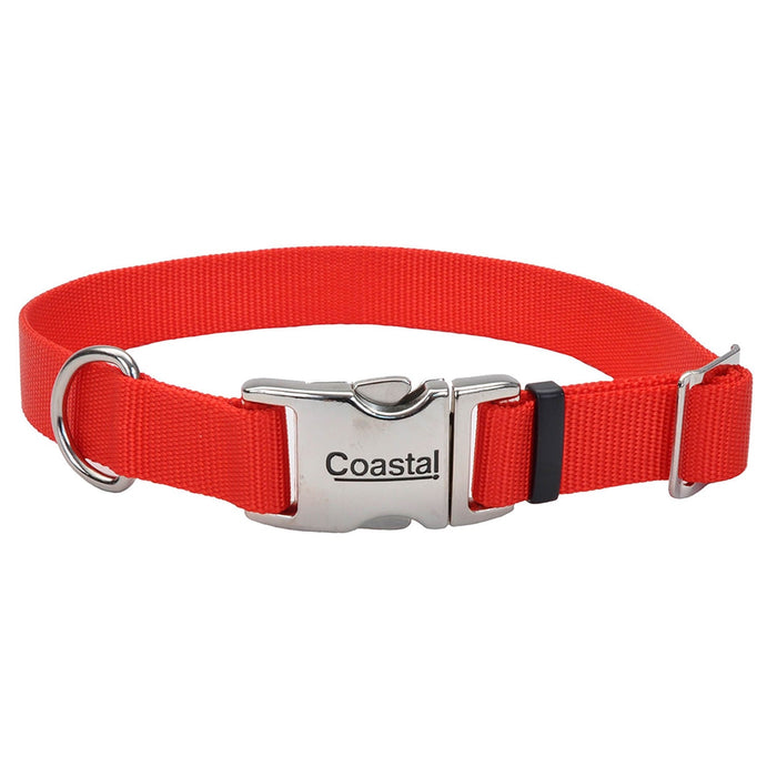 Coastal Adjustable Dog Collar with Metal Buckle, Red - Jeffers - Dog Supplies > Dog Apparel > Dog Collars, Harnesses, & Leashes