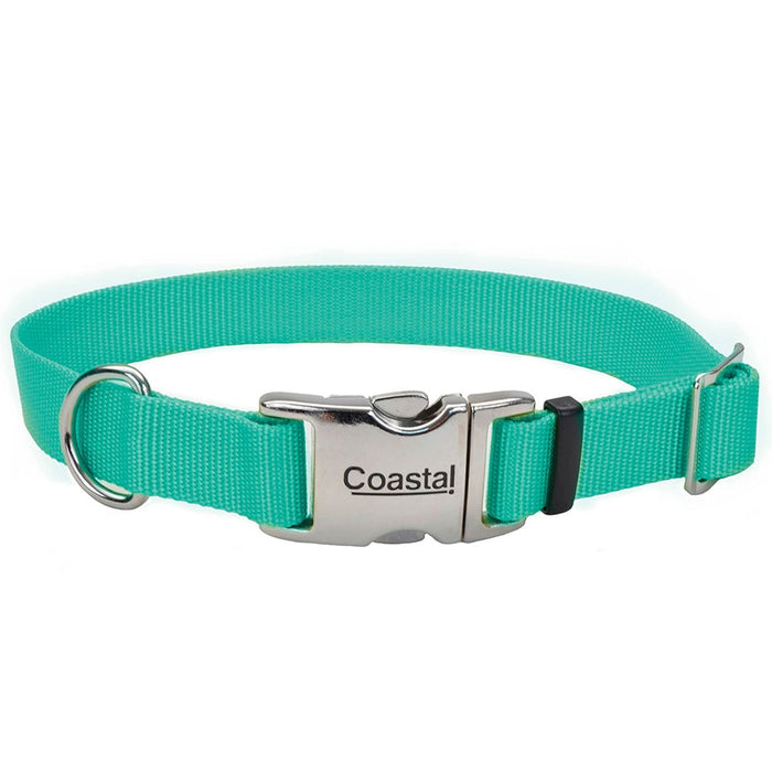 Coastal Adjustable Dog Collar with Metal Buckle, Teal - Jeffers - Dog Supplies > Dog Apparel > Dog Collars, Harnesses, & Leashes