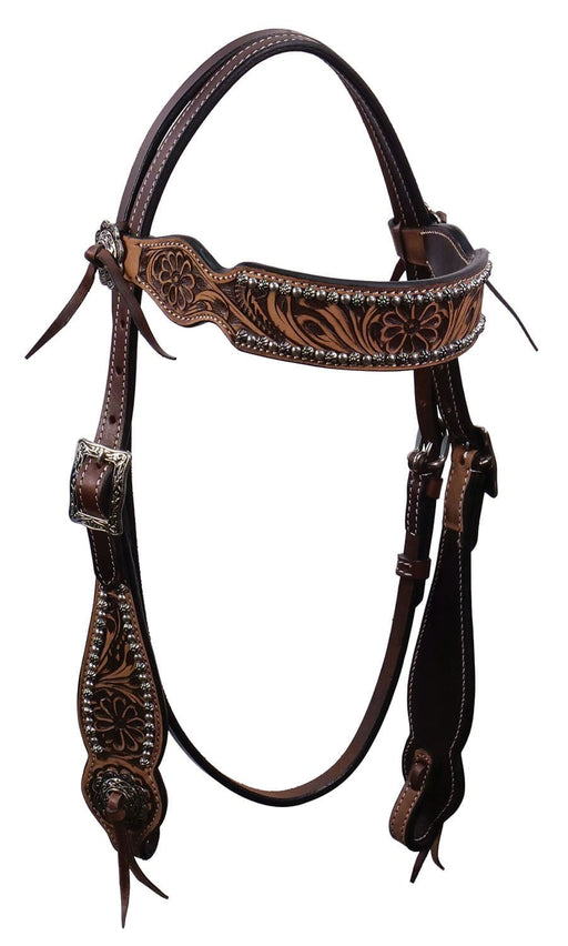 Cody Pro Flower Tooled Headstall - Jeffers - Horse Supplies > Horse Tack > Bridles & Headstalls