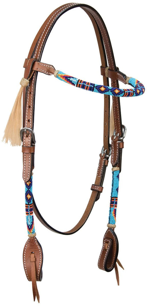 Cody Pro Native American Beaded Browband Headstall - Jeffers - Horse Supplies > Horse Tack > Bridles & Headstalls