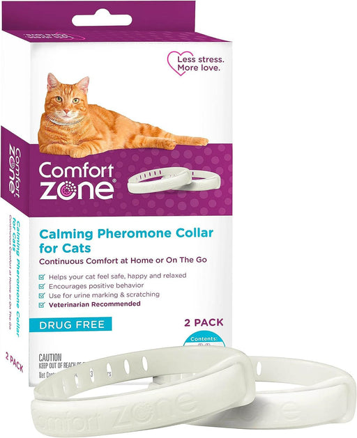 Comfort Zone Cat Calming Pheromone Collar, Anxiety & Stress Relief Aid, Breakaway Design, White - Jeffers - Animal & Pet Supplies > Pet Training Aids