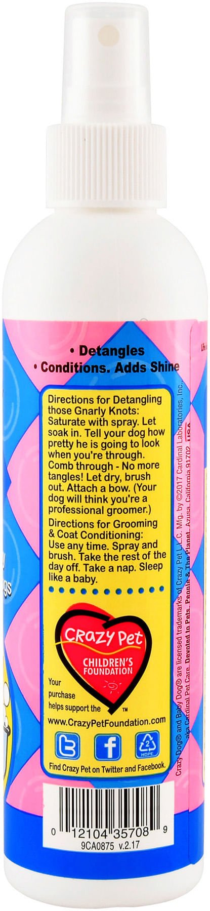 Crazy Dog Baby Dog Grooming Spray, 8 oz - Jeffers - Animal & Pet Supplies > Pet Grooming