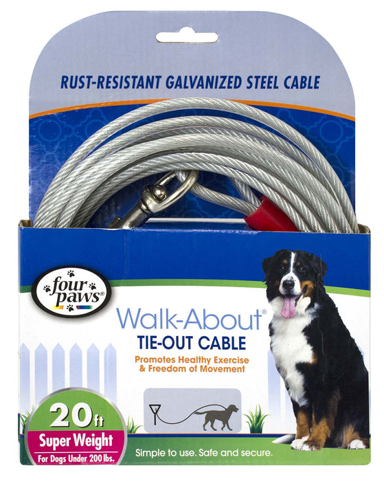 Dog Super Tie Out Cable, Silver, 20 Ft - Jeffers - Animal & Pet Supplies > Pet Containment Systems