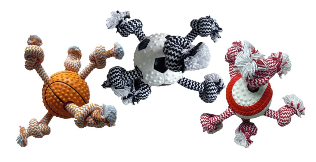 Doglucent TPR Ball w/Rope, 9', Assorted - Jeffers - Dog Supplies > Dog Toys