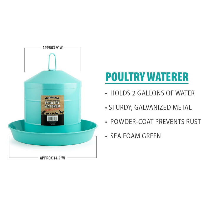 Double - Tuf 2 Gallon Poultry Fount, Seafoam Green - Jeffers - Farm & Ranch Supplies > Livestock Feeders & Waterers