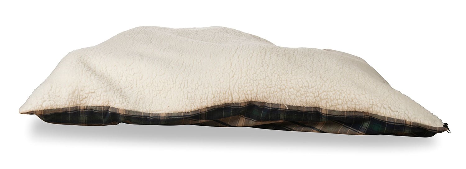 Flannel Sherpa Bed, Green Plaid - Jeffers - Dog Supplies > Dog Beds