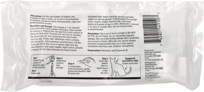 Focus Cat Vax 3 Cat Vaccine - Jeffers - Animal Health & Wellness > Vaccines