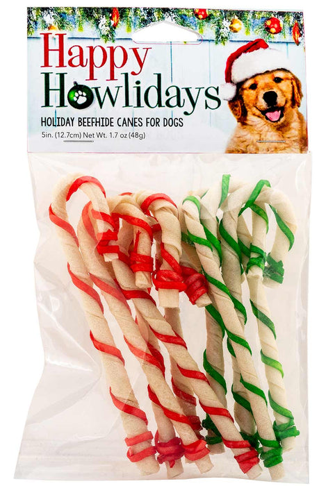 Holiday RawHide Candy Cane Dog Treats, 9 - pk, 5' - Jeffers - Dog Supplies > Dog Treats