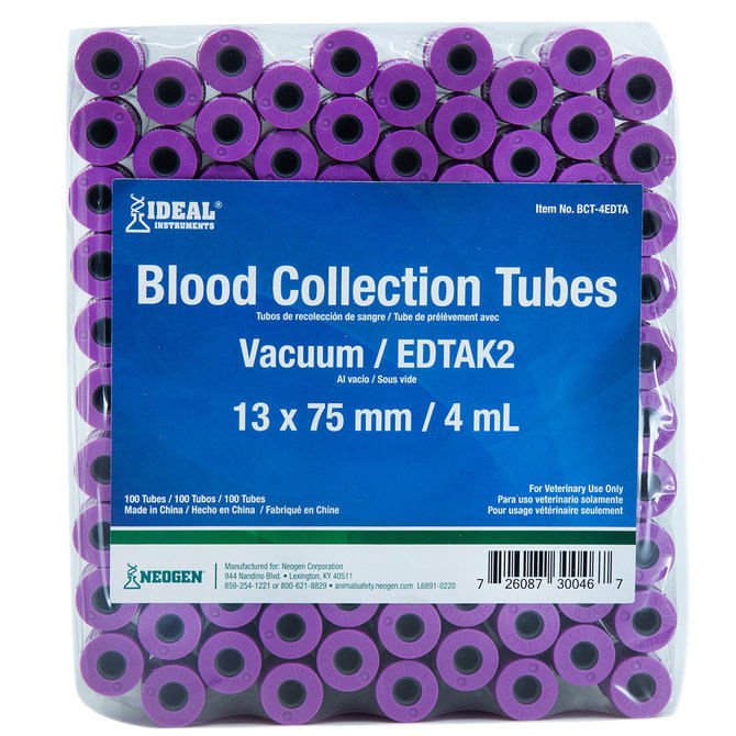 Ideal Blood Collection Vacuum Tubes, 100ct/Lavender - Jeffers - Animal Health & Wellness > Medical Supplies