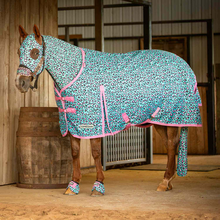 Jeffers Expression 1200 Denier Standard Neck Turnout Blanket, 240 Gram, Party Cheetah - Jeffers - Horse Supplies > Horse Blankets & Sheets