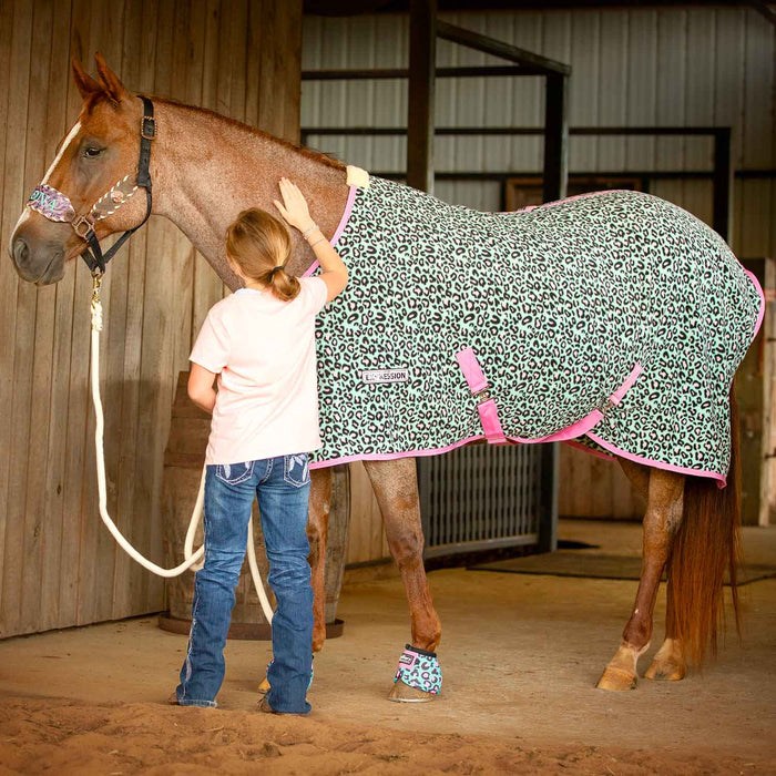 Jeffers Expression Standard Neck Fleece Cooler, Party Cheetah - Jeffers - Horse Supplies > Horse Blankets & Sheets