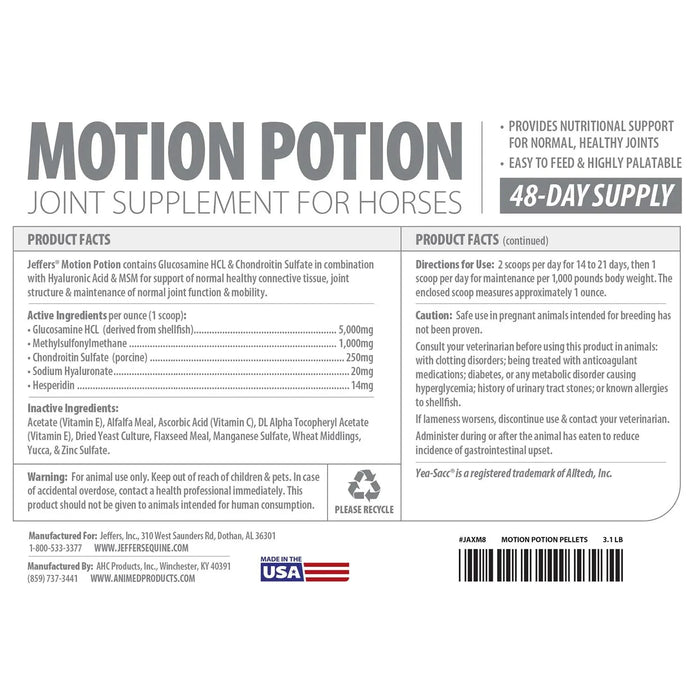 Jeffers Motion Potion Pellets Joint Supplement for Horses - Jeffers - Animal Health & Wellness > Joint Health