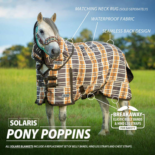 Jeffers Pony Poppins Solaris Turnout Blanket, Brown & Cream Plaid - Jeffers - Horse Supplies > Horse Blankets & Sheets