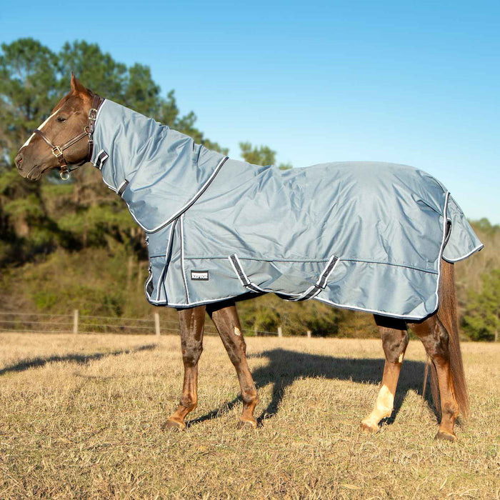 Jeffers Poplar Head Refuge 1200 Denier Turnout Blanket with Detachable Neck, 360 Gram, Hamilton Blue - Jeffers - Horse Supplies > Horse Blankets & Sheets