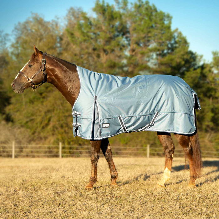 Jeffers Poplar Head Refuge 1200 Denier Turnout Blanket with High Neck, 240 Gram, Hamilton Blue - Jeffers - Horse Supplies > Horse Blankets & Sheets