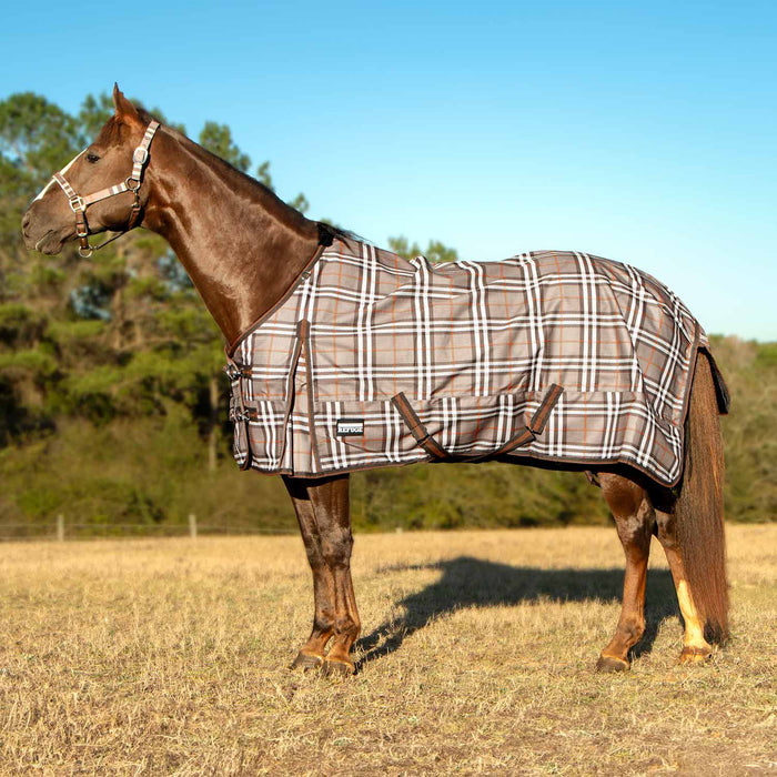 Jeffers Poplar Head Refuge 1200 Denier Turnout Sheet, 0 Gram, Plymouth Brown Plaid - Jeffers - Horse Supplies > Horse Blankets & Sheets