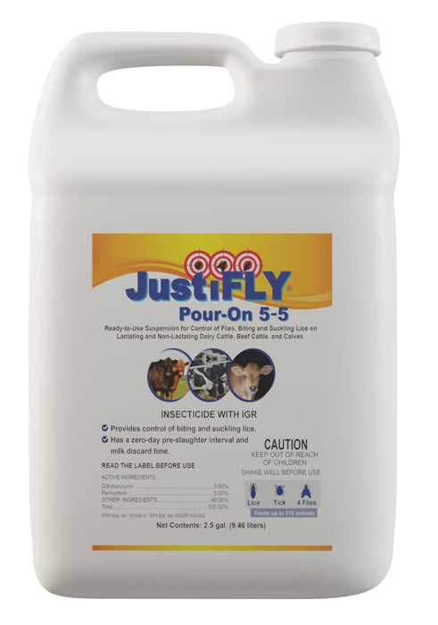 JustiFly Pour - On 5/5, 2.5 gallon - Jeffers - Animal Health & Wellness > Fly & Insect Control