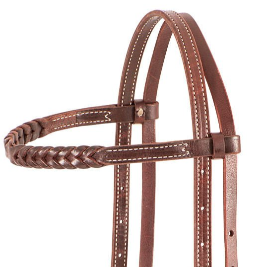 Martin Saddlery Browband Headstall with Blood Knots, Chocolate