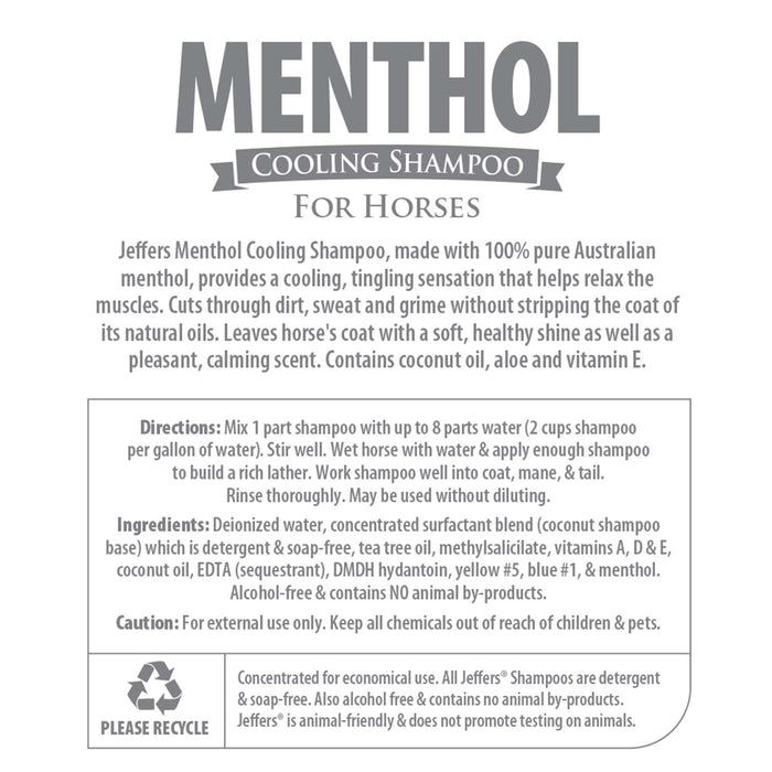 Menthol Cooling Shampoo for Horses - Jeffers - Animal & Pet Supplies > Pet Grooming > Pet Shampoo & Conditioner