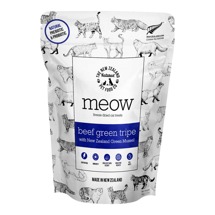 Meow Beef Green Tripe Freeze Dried Treats, 1.4 oz - Jeffers - Cat Supplies > Cat Treats