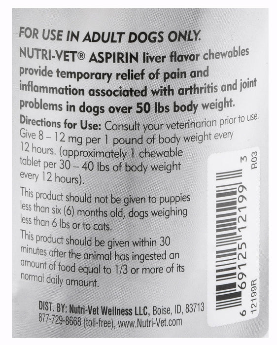 Nutri - Vet Aspirin for Large Dogs - Jeffers - Animal Health & Wellness > Joint Health