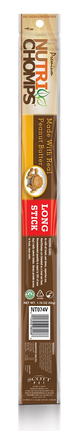 NutriChomps 15”  Peanut Butter Long Stick - Jeffers - Dog Supplies > Dog Treats > Chews