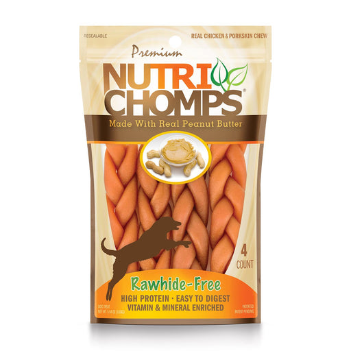 NutriChomps 4ct 6” Peanut Butter Flavor Braid - Jeffers - Dog Supplies > Dog Treats > Chews