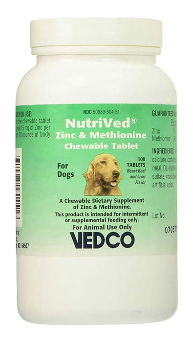 Nutrived Zinc & Methionine Chew Tabs, 15 mg, 100 ct - Jeffers - Animal Health & Wellness > Vitamins & Supplements