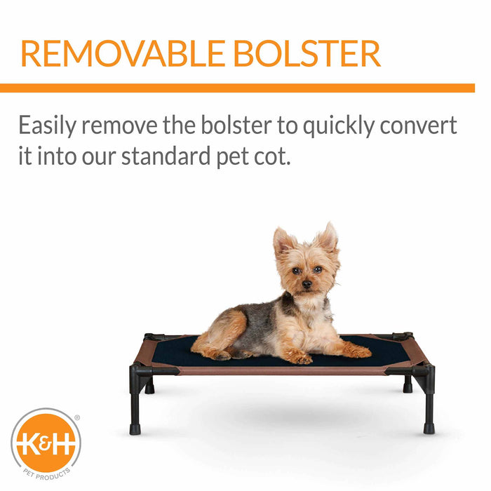 K&H Pet Products Original Bolster Pet Cot Elevated Pet Bed Color Chocolate/Black