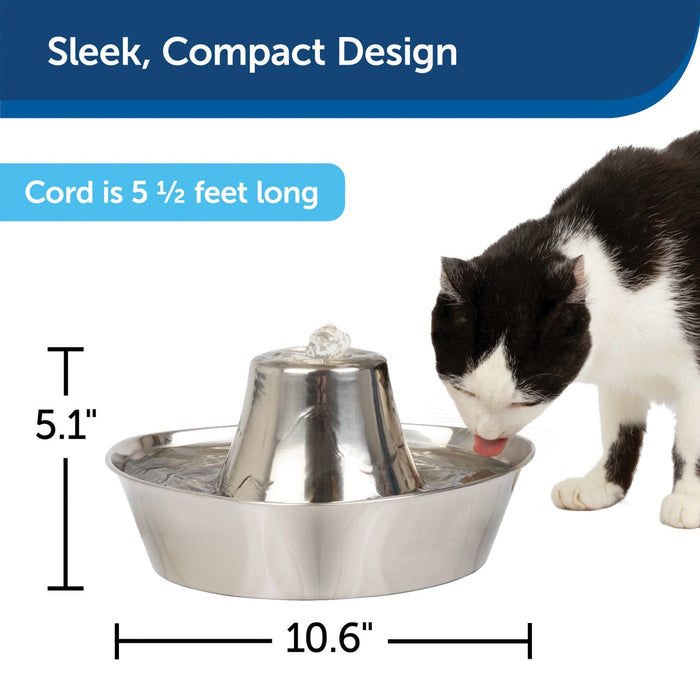 PetSafe Seaside Stainless Pet Fountain - Jeffers - Animal & Pet Supplies > Pet Bowls, Feeders & Waterers