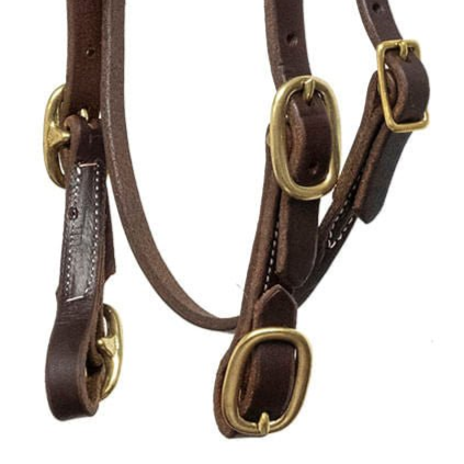 Jeffers Poplar Head Saddlery Oiled Harness Leather Browband Headstall with Easy-Change Buckle Ends