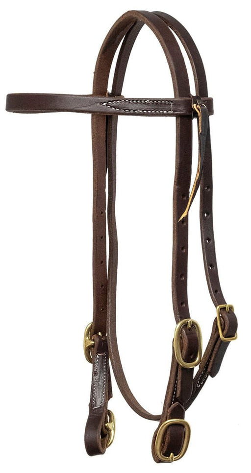 Poplar Head Saddlery Oiled Harness Leather Browband Headstall with Easy - Change Buckle Ends - Jeffers - Horse Supplies > Horse Tack > Bridles & Headstalls