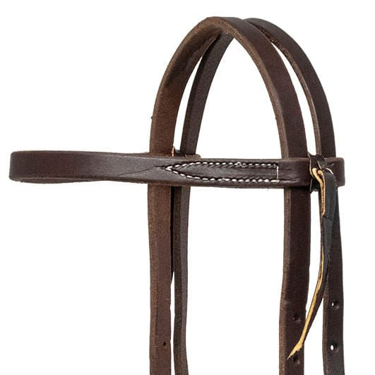 Jeffers Poplar Head Saddlery Oiled Harness Leather Browband Headstall with Easy-Change Buckle Ends