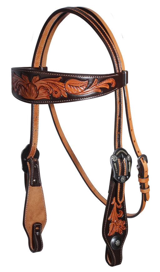 Professional's Choice Chocolate Floral Browband Headstall - Jeffers - Horse Supplies > Horse Tack > Bridles & Headstalls