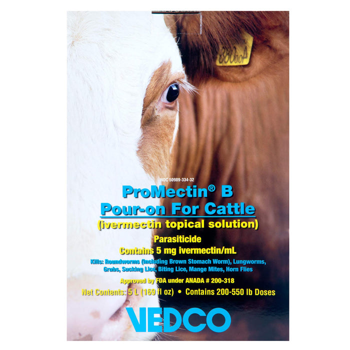 ProMectin B Pour - On Parasiticide, 5 L - Jeffers - Cattle Supplies > Cattle Supplies