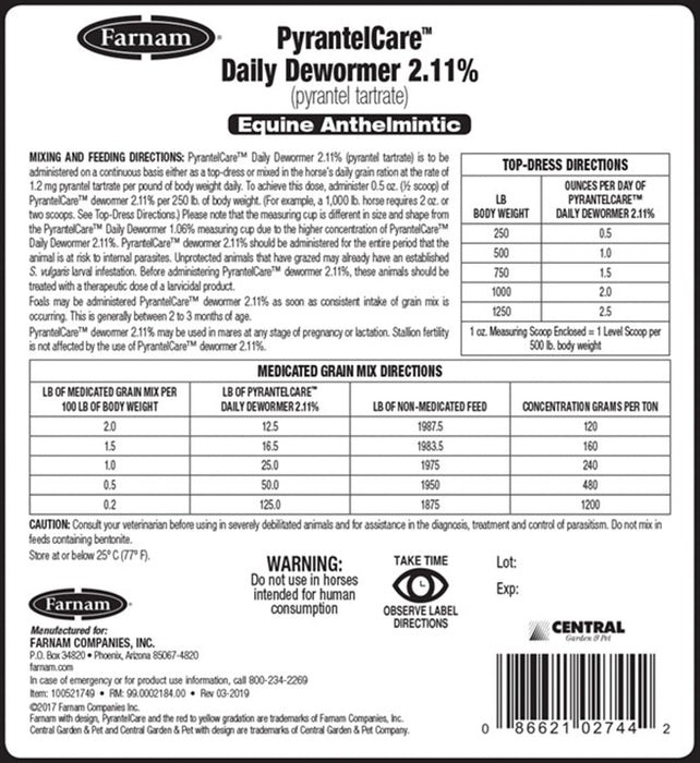 PyrantelCare Daily Dewormer 2.11% - Jeffers - Animal Health & Wellness > Medicine