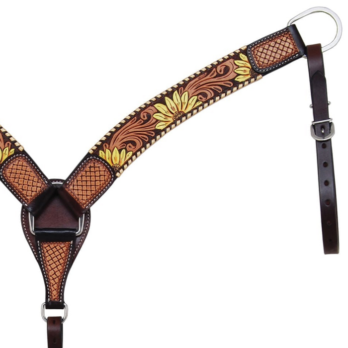 Rafter T Painted Sunflower Roper Breast Collar