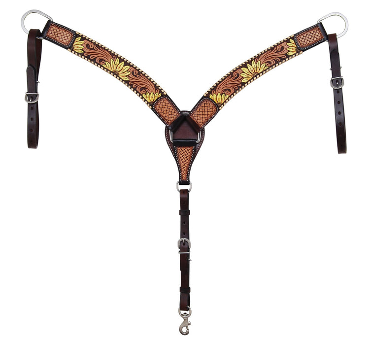 Rafter T Painted Sunflower Roper Breast Collar - Jeffers - Horse Supplies > Horse Tack > Breast Collars