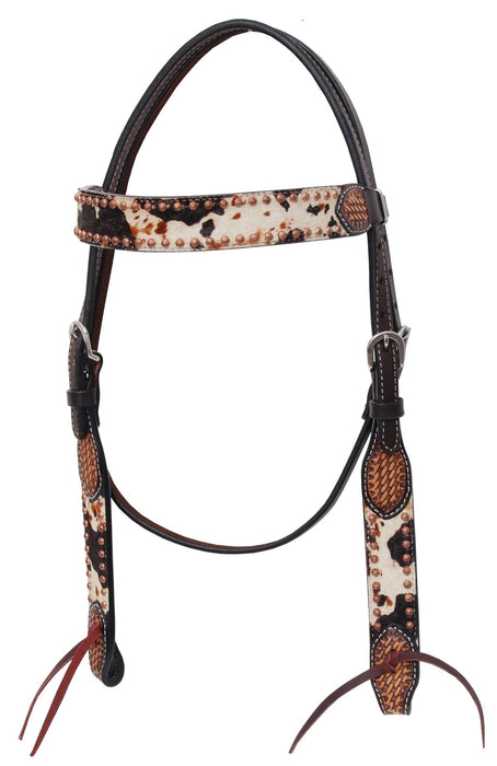 Rafter T Peppered Hide Browband Headstall - Jeffers - Horse Supplies > Horse Tack > Bridles & Headstalls