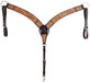 Rafter T Tooled Sunflower w/ Buckstitch Contoured Breast Collar - Jeffers - Horse Supplies > Horse Tack > Breast Collars