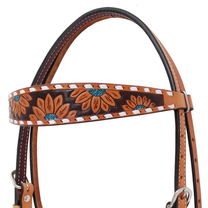 Rafter T Turquoise Sunflower Browband Headstall