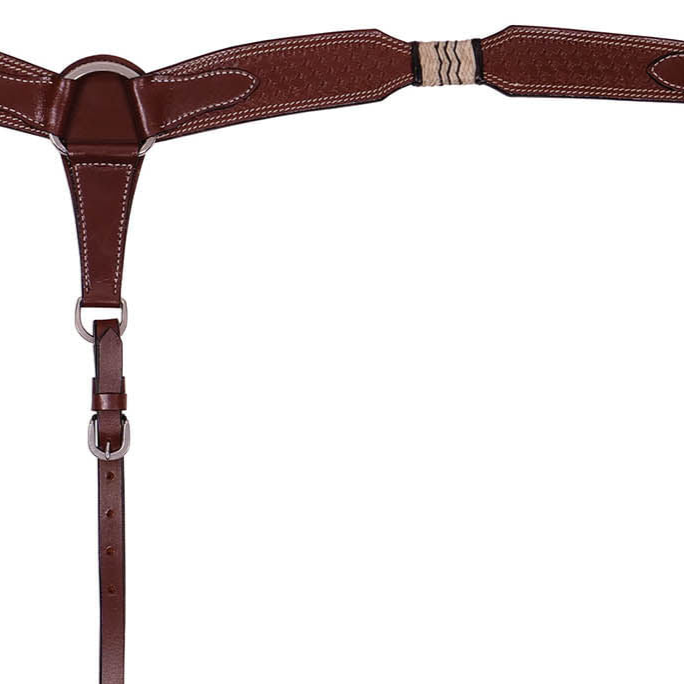 Buffalo Leather Rawhide & Basketweave Contoured Breast Collar